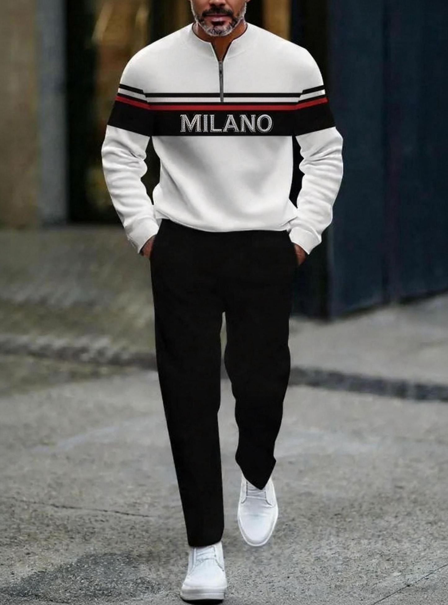 MILANO Embroidered Long Sleeve Zipper Two-piece Set