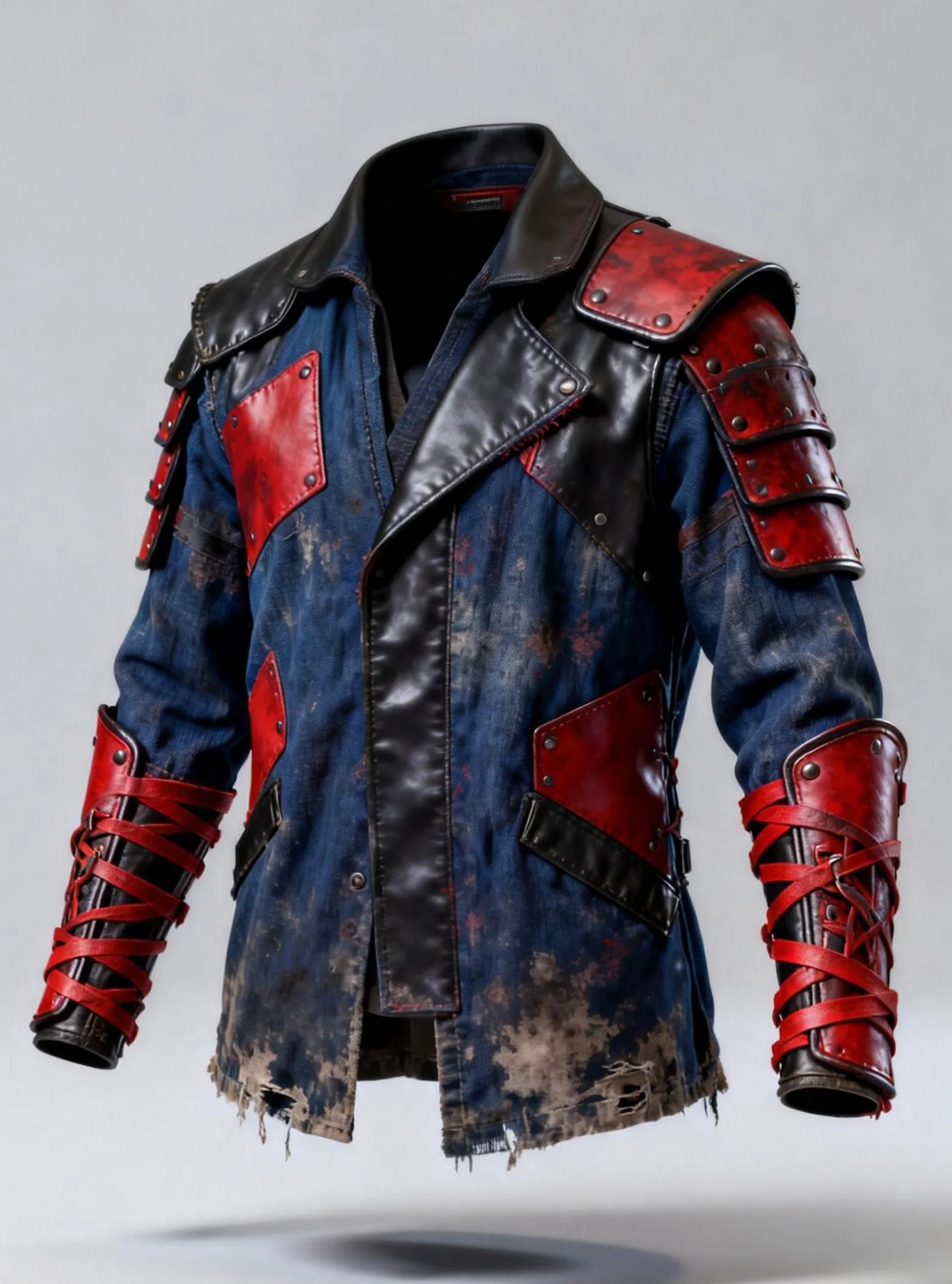Men's Distressed Punk Samurai Leather Jacket 