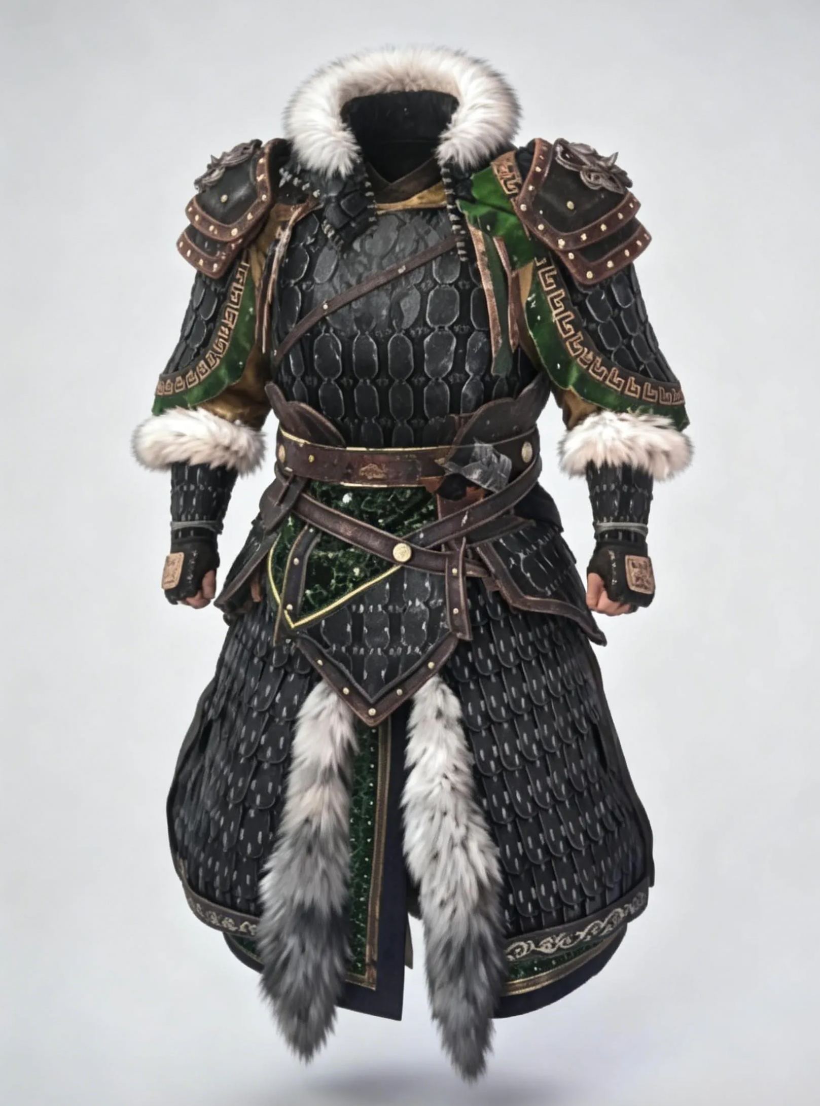 Men's Fashionable Black Winter Coat with Fur Trim Gothic Cosplay Overcoat 