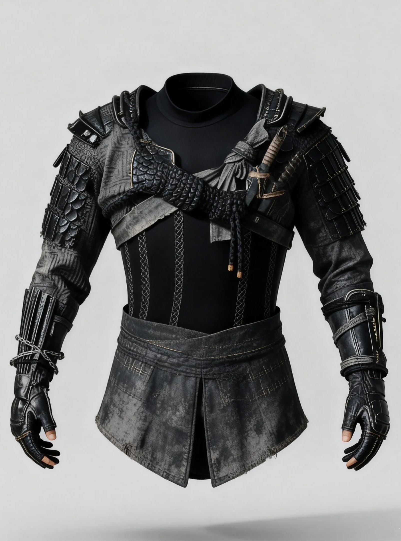 Men's Dark Ghost Samurai Tactical Jacket Gothic Cosplay Coat