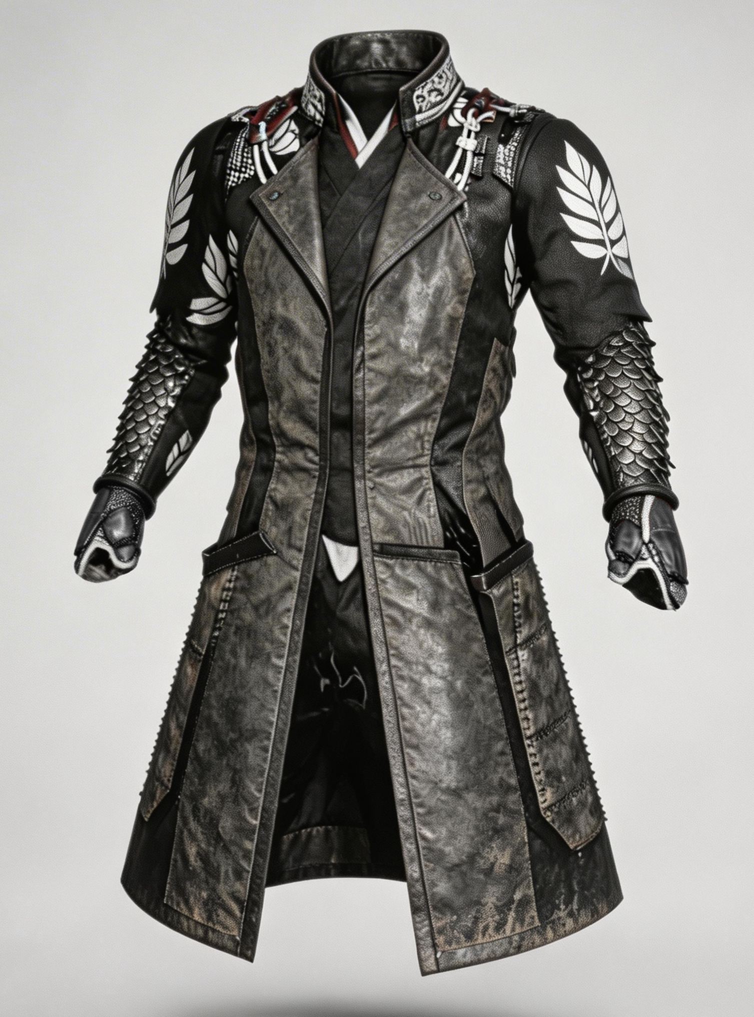 Men's Fashionable Leather Samurai Jacket Inspired Gothic Coat