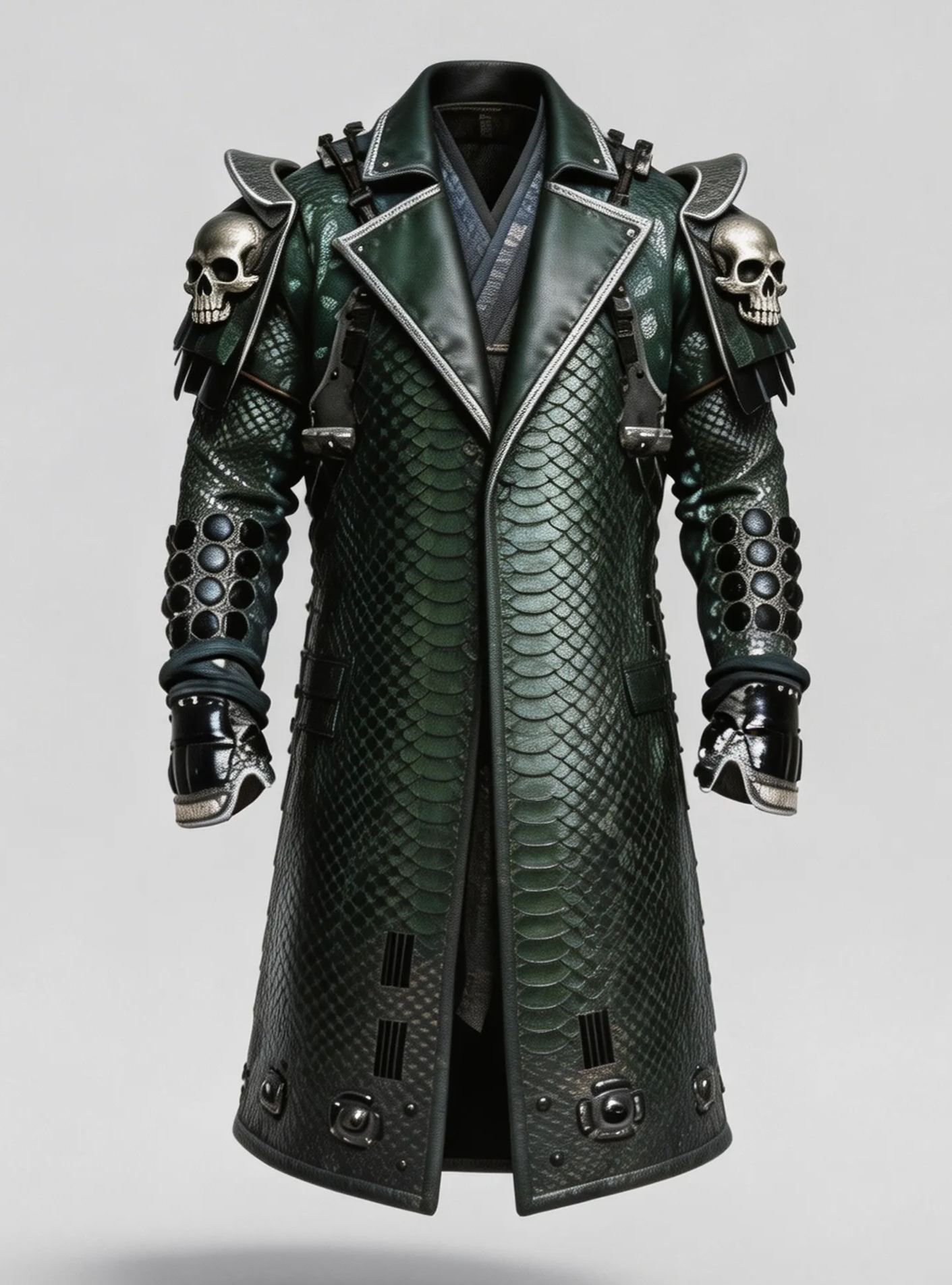 Men's Fashionable Samurai Jacket Gothic Green Scale Armor Coat 