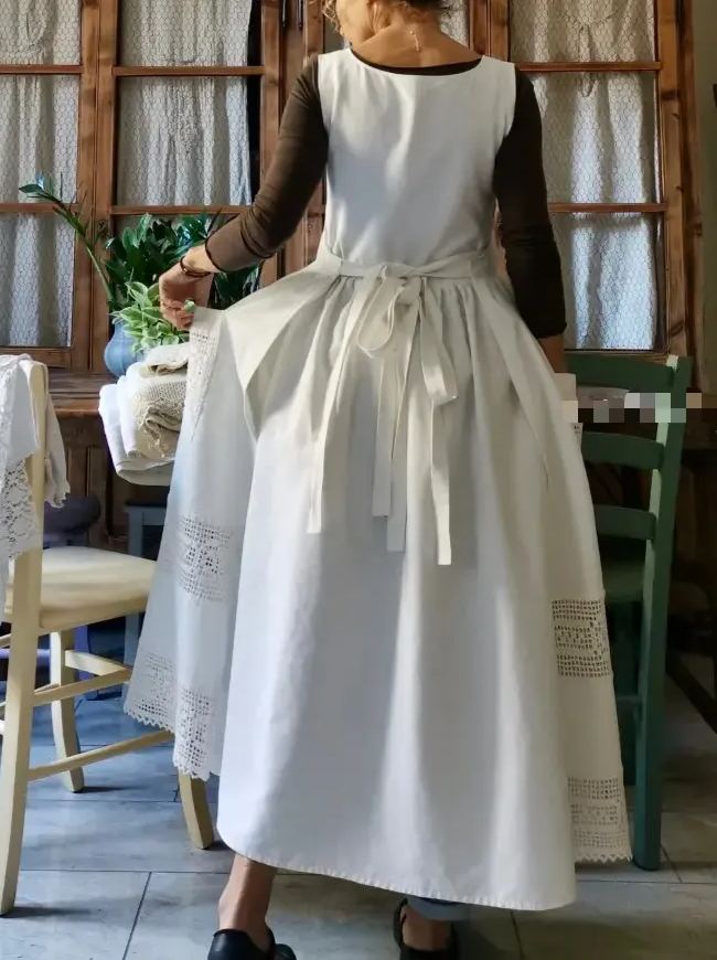 Women's Cotton Crochet Frill Apron