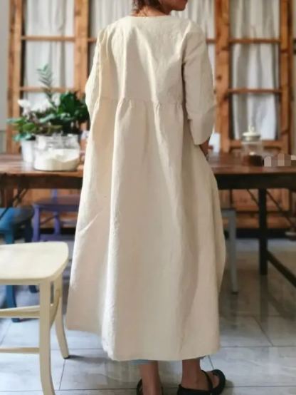 Women's Vintage Burlap Cross Duster Coat Summer Overcoat Smock Dress