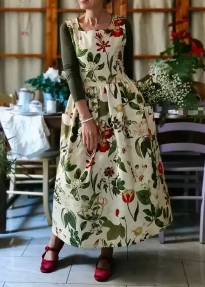 Cream Cotton Botanical Apron 