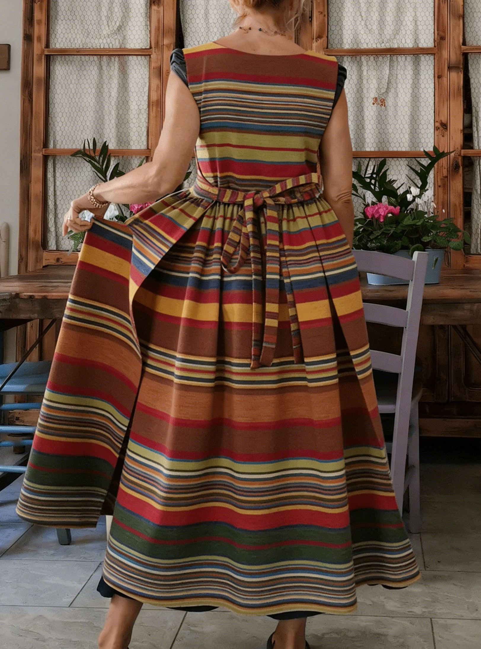 Vibrant Multi-Stripe Apron