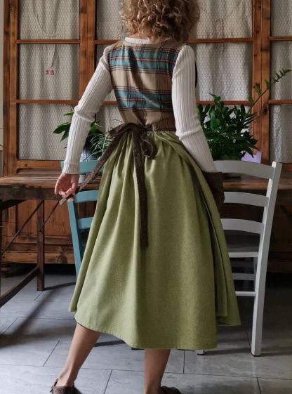 Brown Green Patchwork Apron