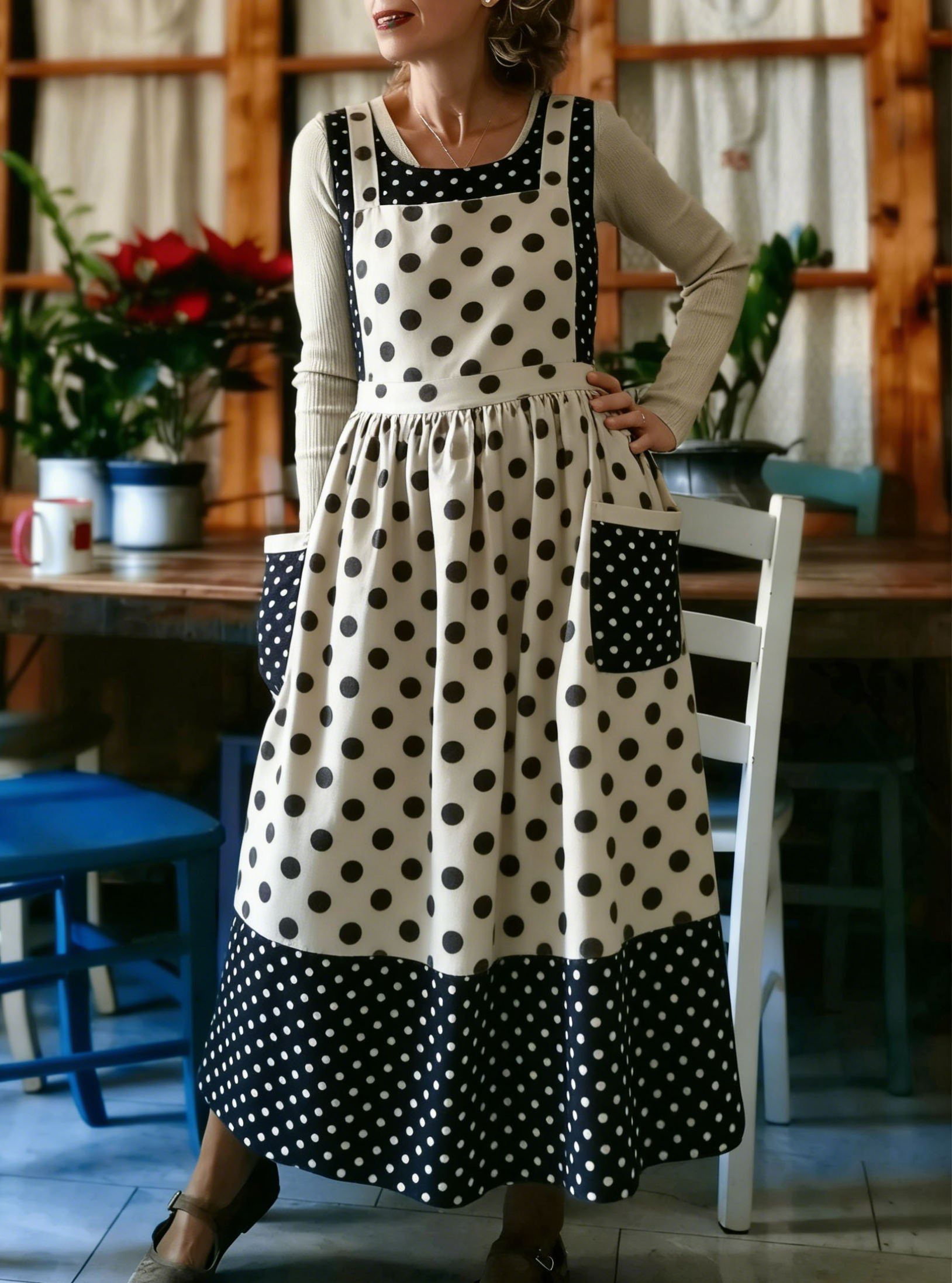 Vintage Polka Dot Patchwork Apron