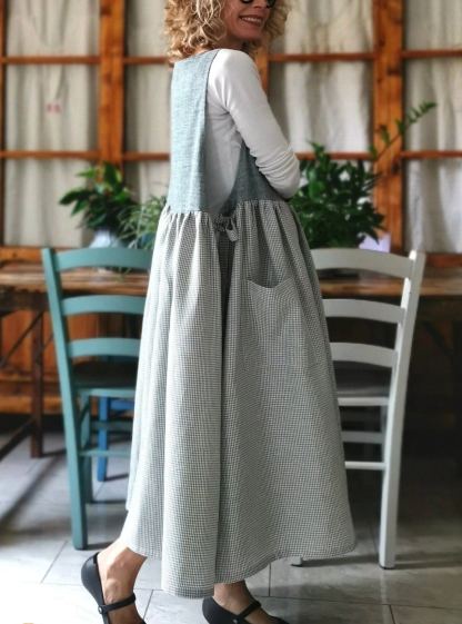 Grey Gingham  Apron