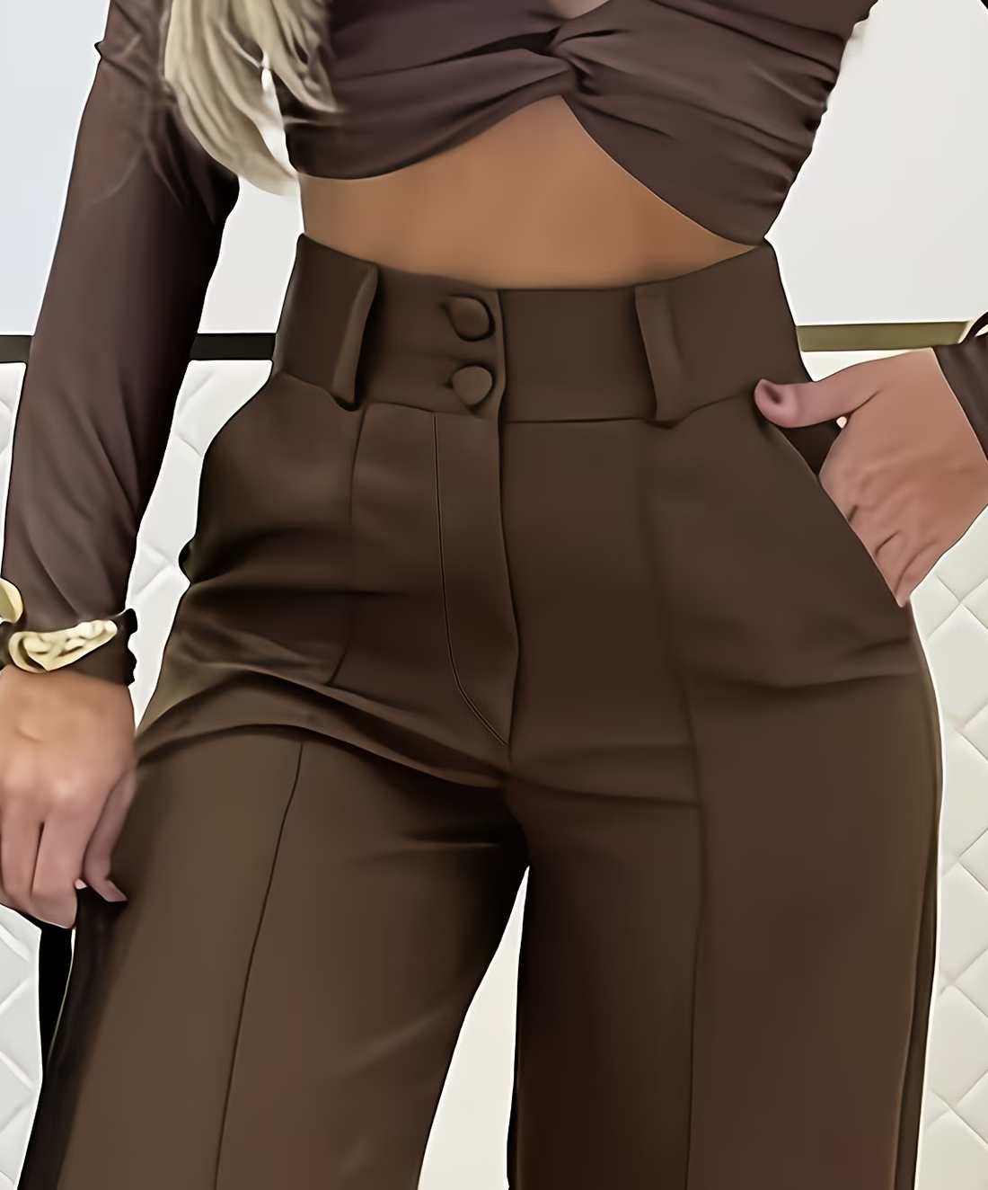 spring summer double breasted casual wide leg trousers womens versatile straight long pants Product details 18