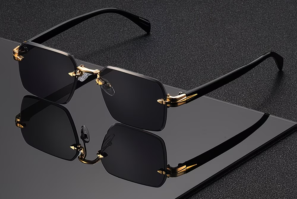 modern minimalist style frameless rectangular fashionable mens fashion glasses unisex fashion glasses with suitable for daily commuting travel driving music festivals holiday outfits sporty style vacations fishing beach Product details 4