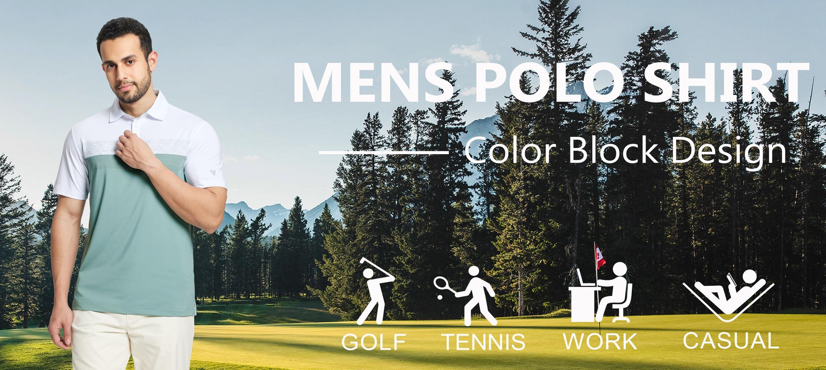 MAELREG Polo Shirts for Men Dry Fit Performance Chest Print Color Block Moisture Wicking Casual Short Sleeve Golf Shirts,Contrast Color Outdoor Clothing,Gifts for Men