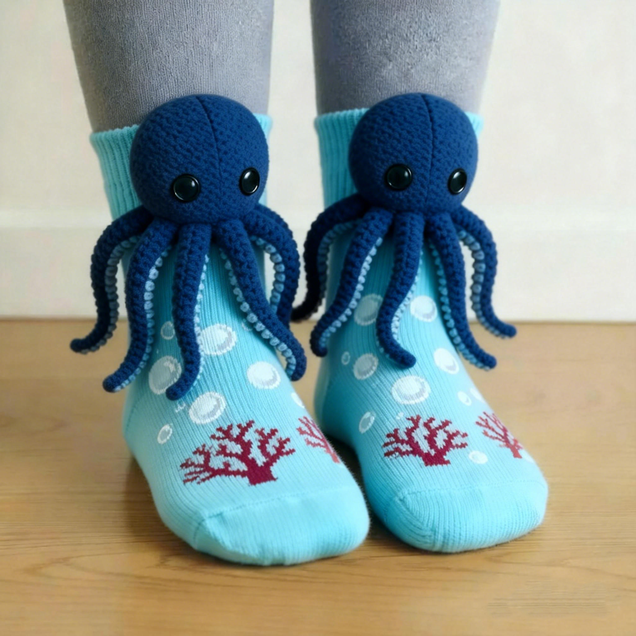 3D Whale Marine Animal Socks - Grey