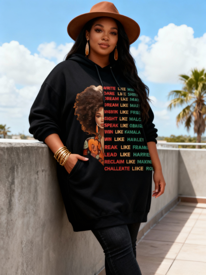 Black History Icon Quote Hoodie Dress 