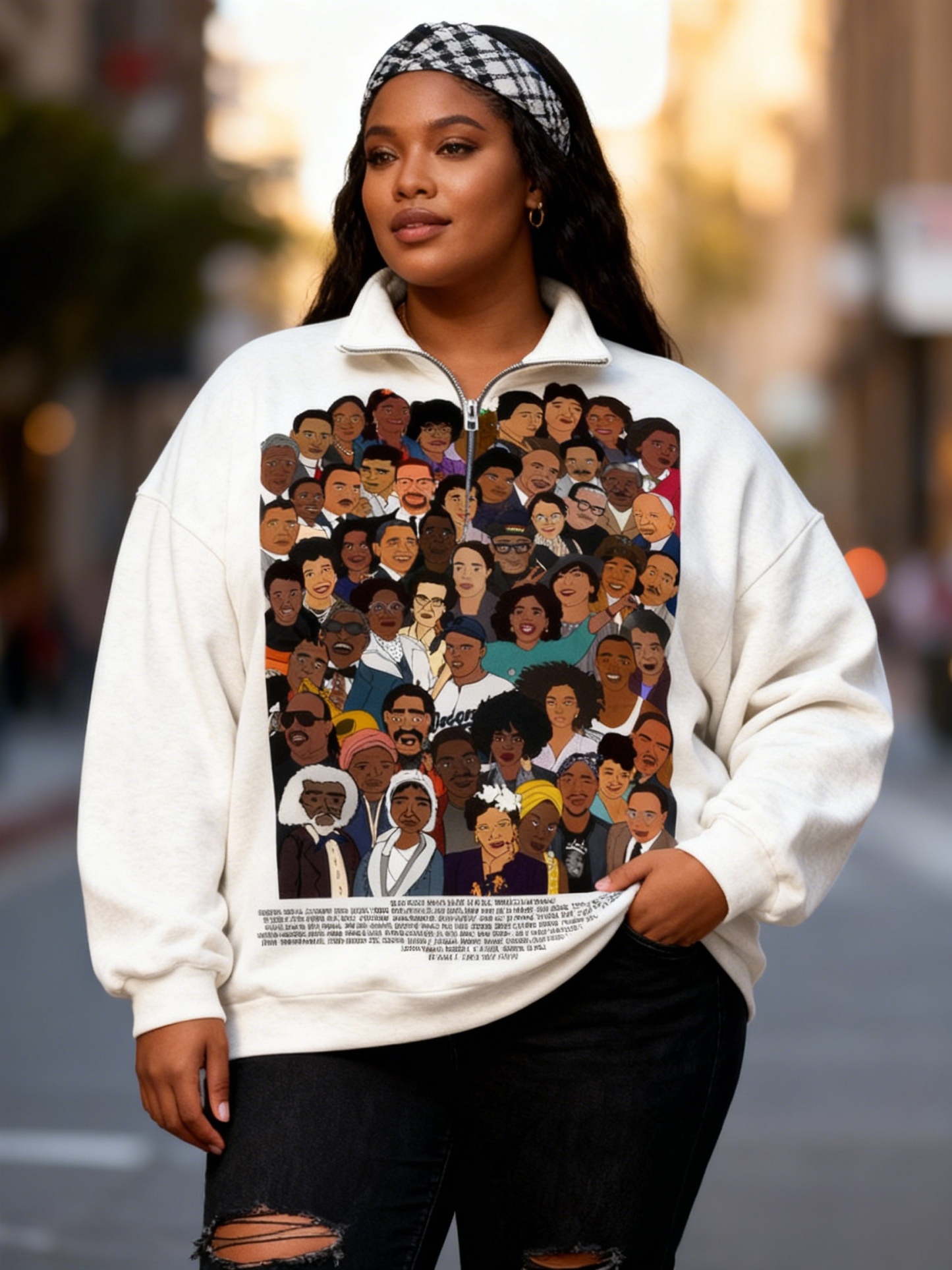 Black History Icons Oversized Lapel Sweatshirt
