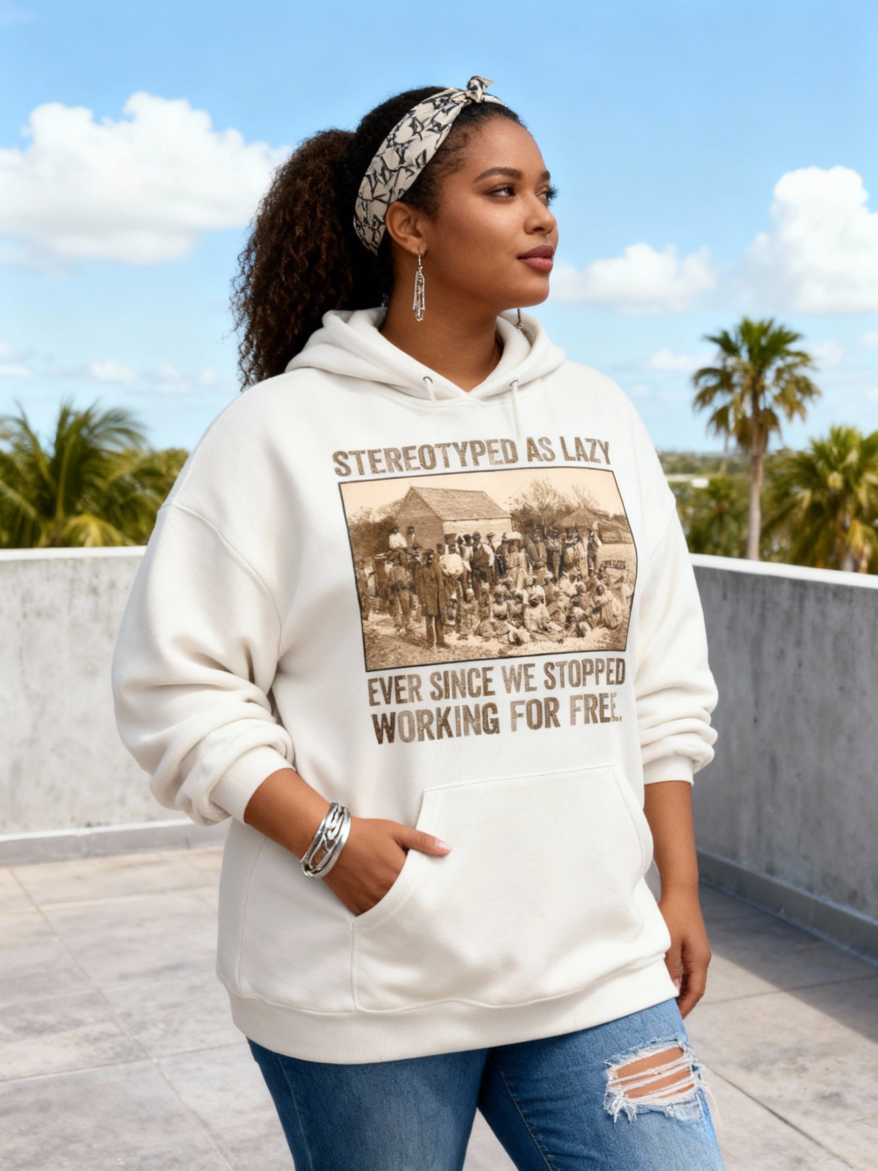 Black History Empowerment Hoodie 'Stereotyped As Lazy' Vintage Photo Graphic Sweatshirt