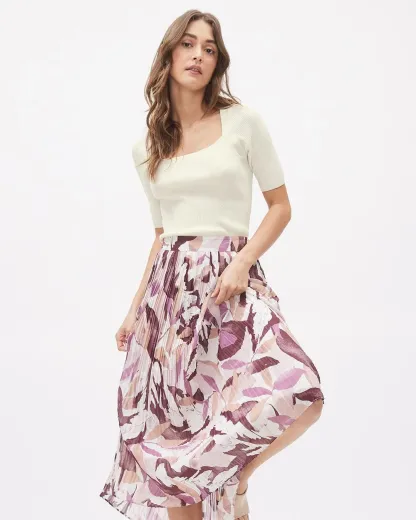 Pleated High-Rise A-Line Maxi Skirt