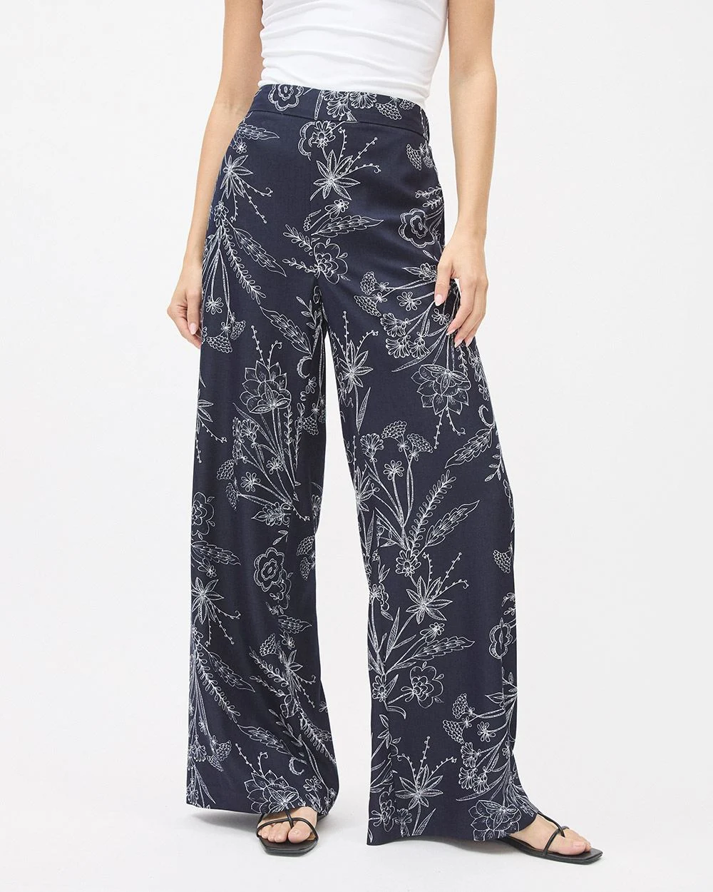 Wide-Leg High-Rise Twill Pant