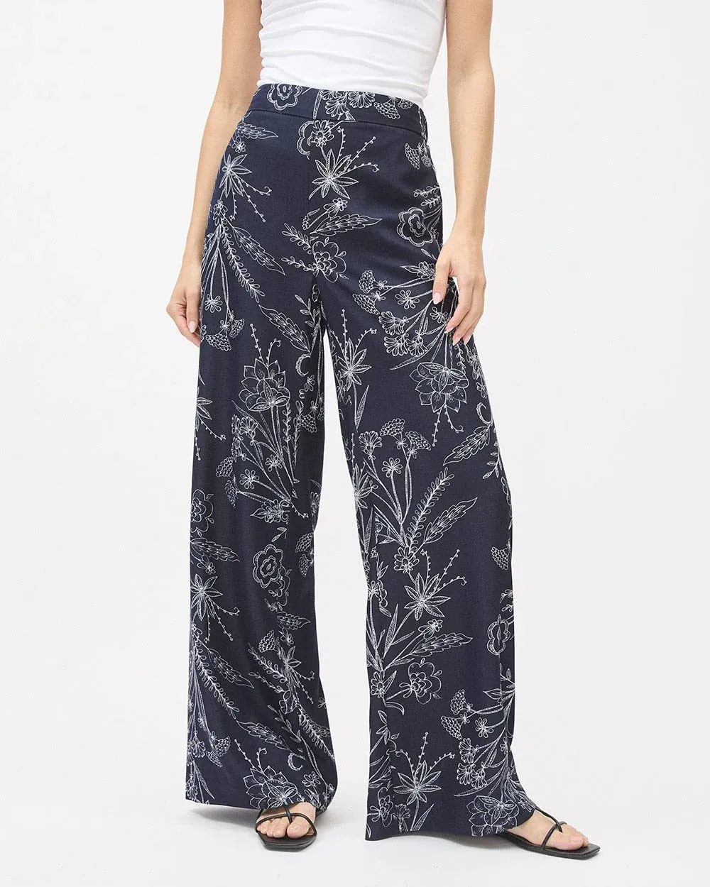 Wide-Leg High-Rise Twill Pant