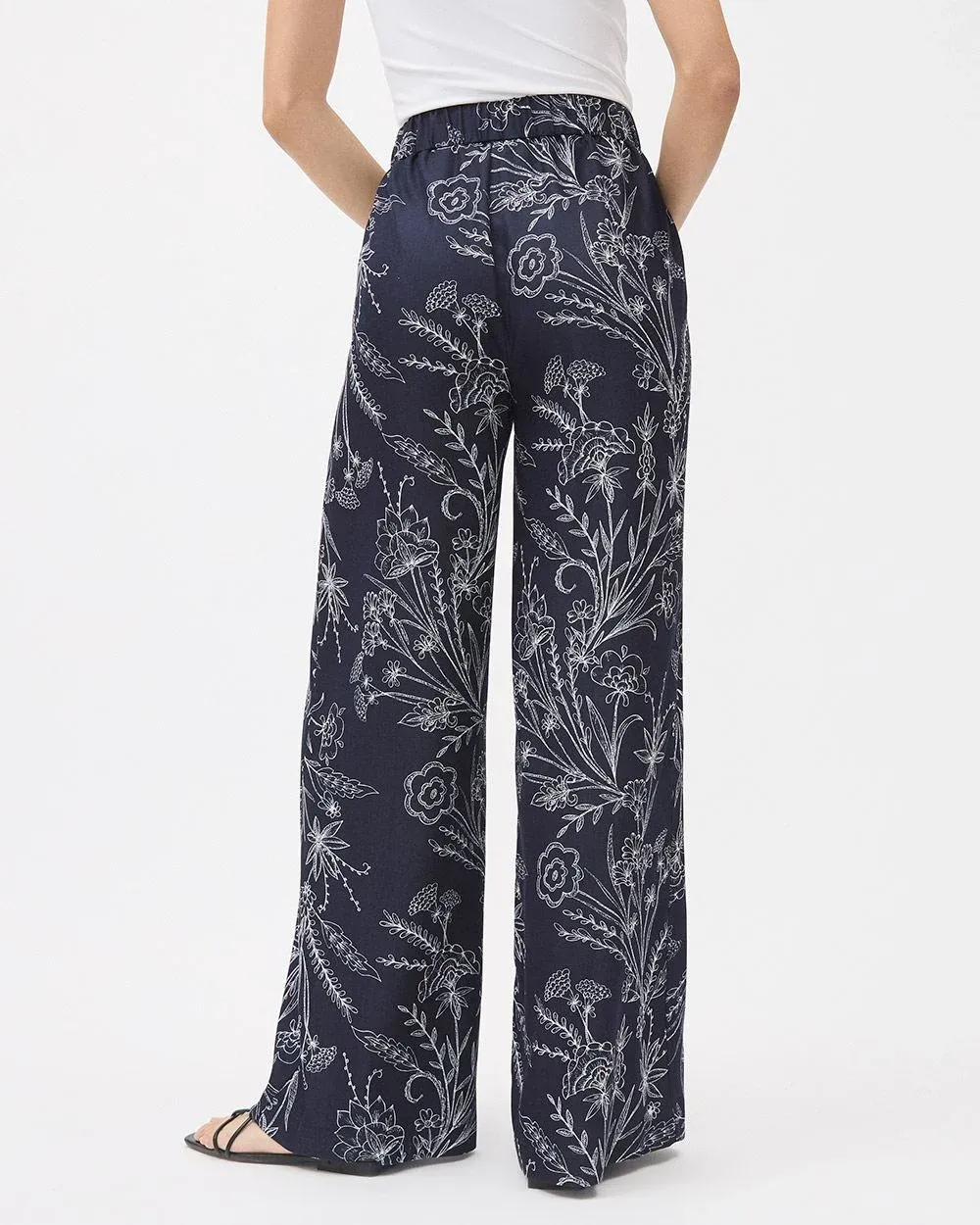 Wide-Leg High-Rise Twill Pant