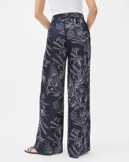 Wide-Leg High-Rise Twill Pant