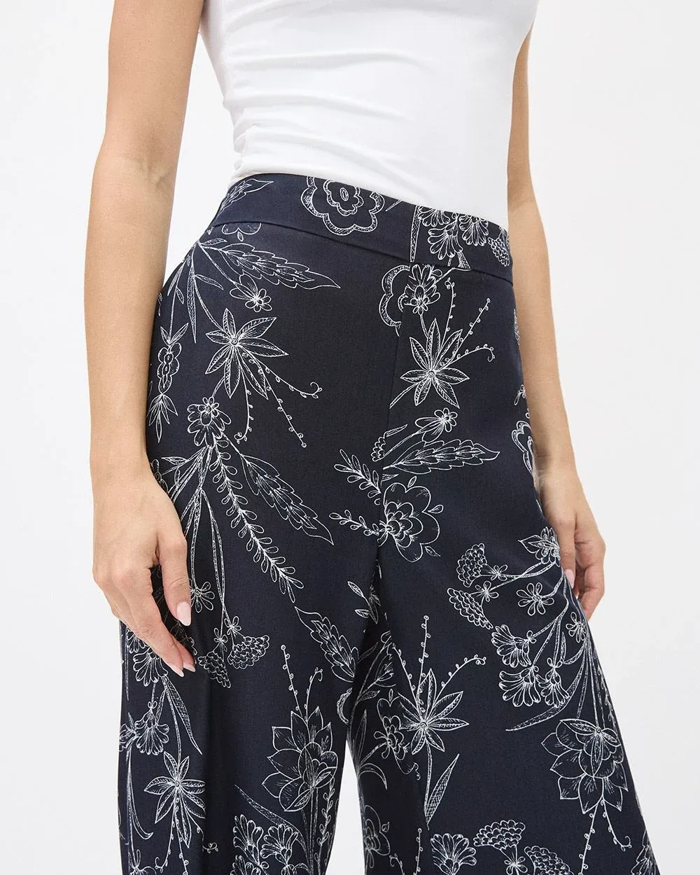 Wide-Leg High-Rise Twill Pant