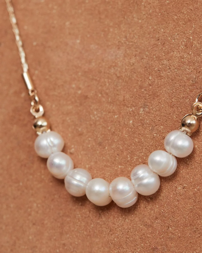 Short Necklace With Row Of Pearls