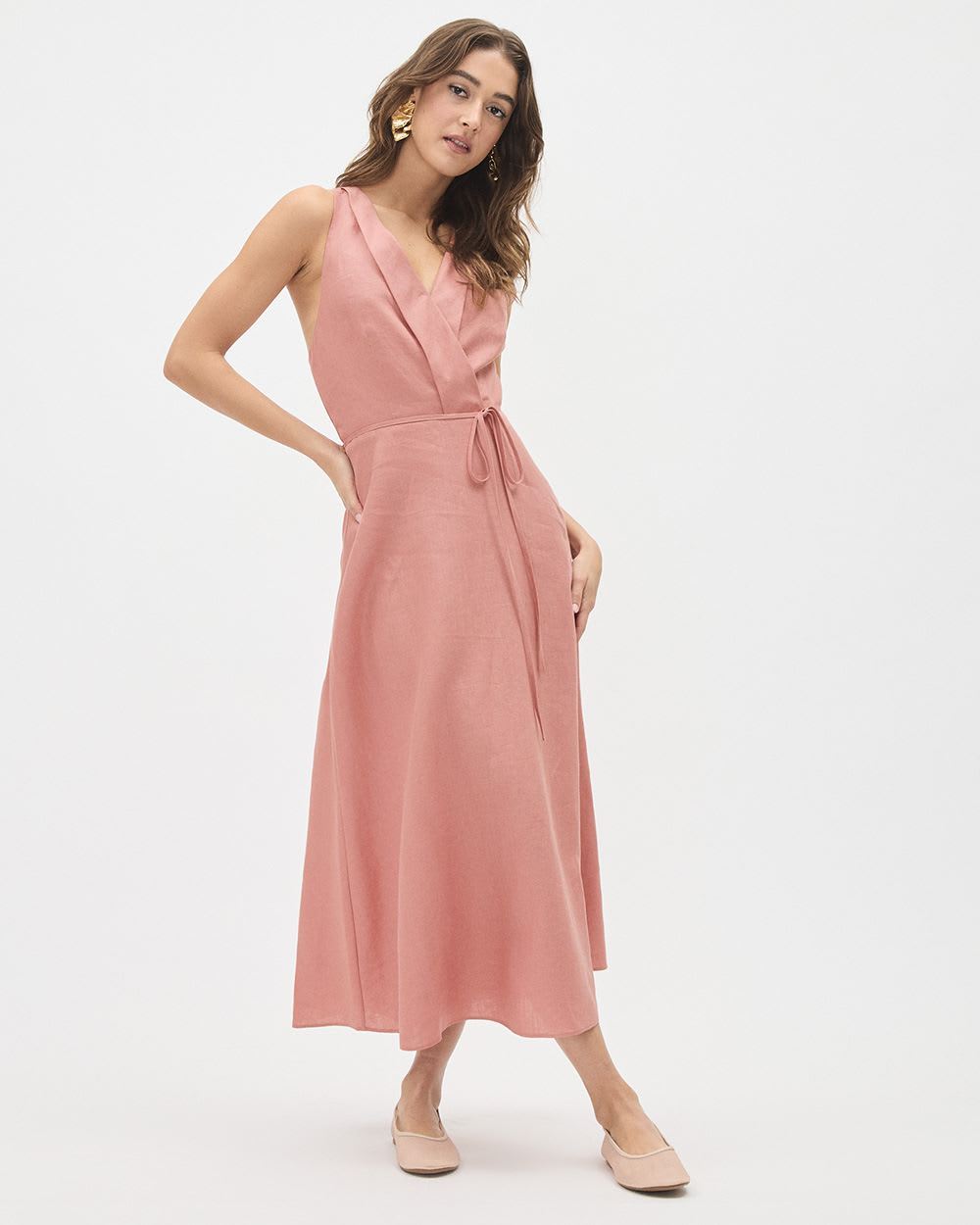 Fit and Flare Sleeveless Maxi Linen Dress