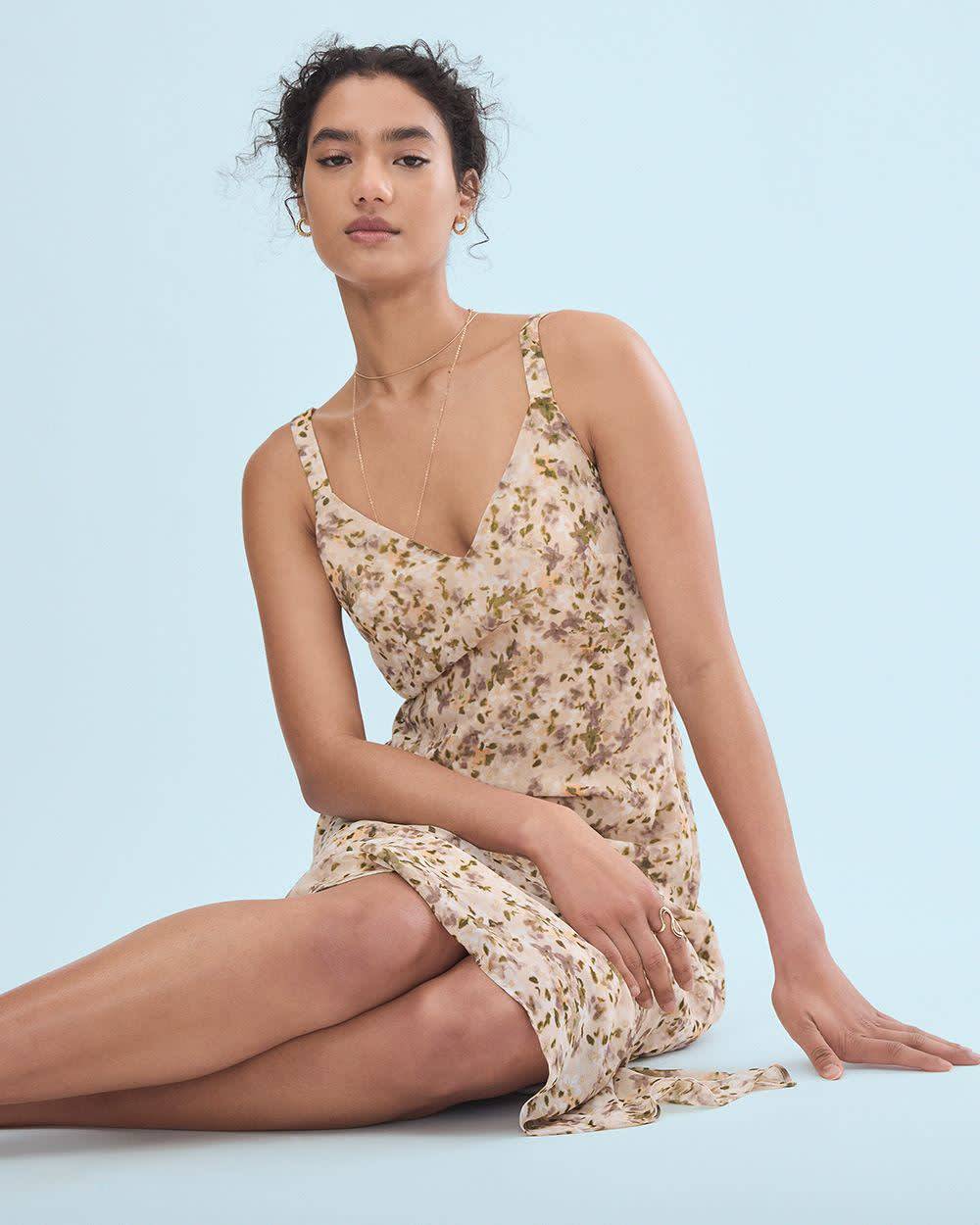 Fit and Flare Sleeveless Midi Dress with Floral Pattern