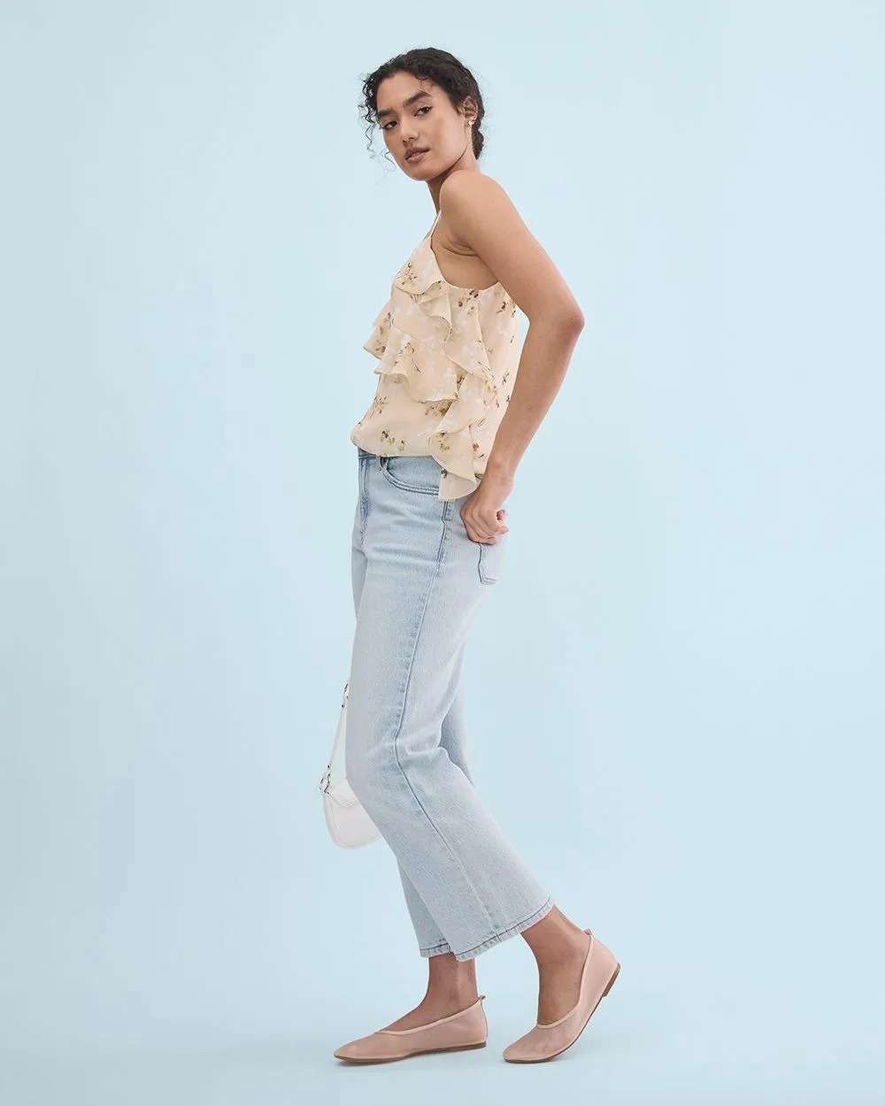 Sleeveless Blouse with Floral Pattern