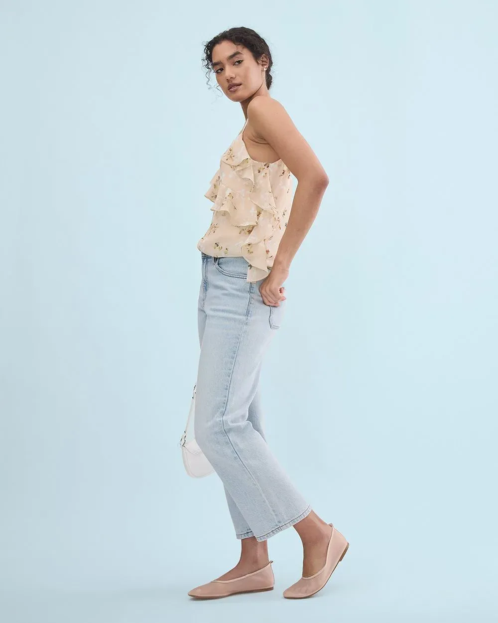 Sleeveless Blouse with Floral Pattern