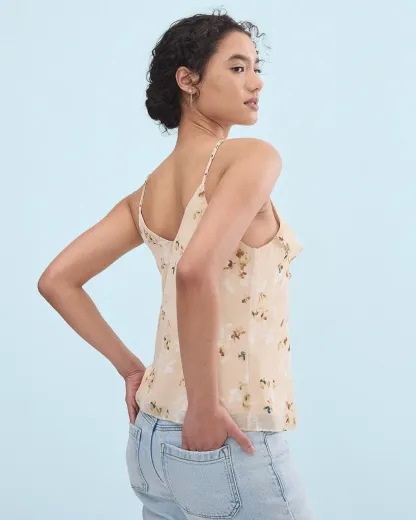 Sleeveless Blouse with Floral Pattern
