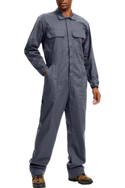 Men's Coveralls Long Sleeve 100% Cotton Twill Workwear Jumpsuit Relaxed Fit