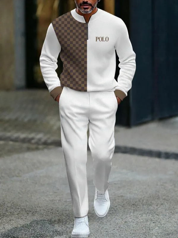 Zipper Long Sleeve Long Pants Two-Piece Set