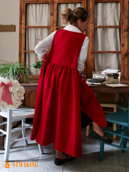 Vintage Red Apron with Pockets