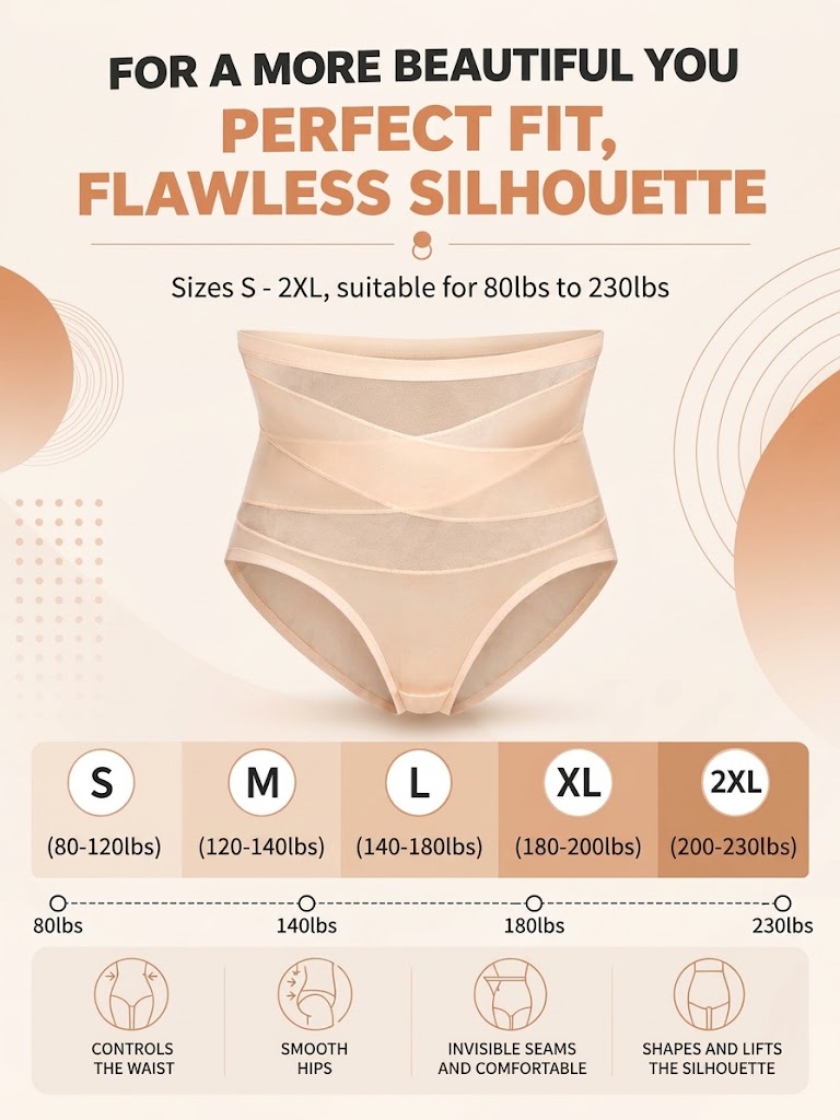 Seamless X-Shape Shaper Panty | Waist -5cm, Booty +3cm in 1 Sec! (Made for Plus Size)
