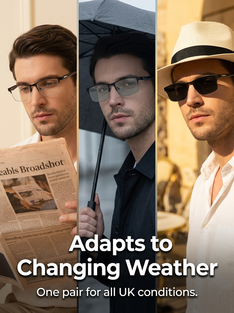 AI Smart Auto-Focus Transition Glasses | 3-in-1 Adaptive Vision (0-1000°), 1-Sec Sun Shades, No Eye Exam Needed