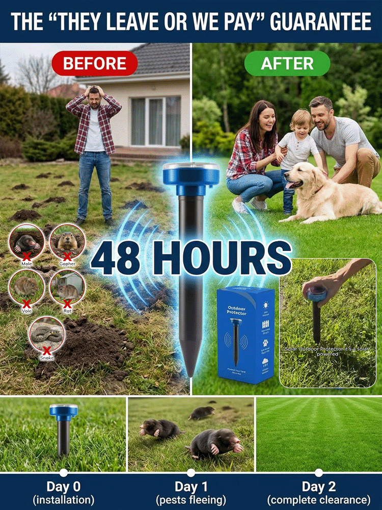 PestLab™ Solar Rodent Repeller: Plug & Play for 10-Year Pest-Free Protection!