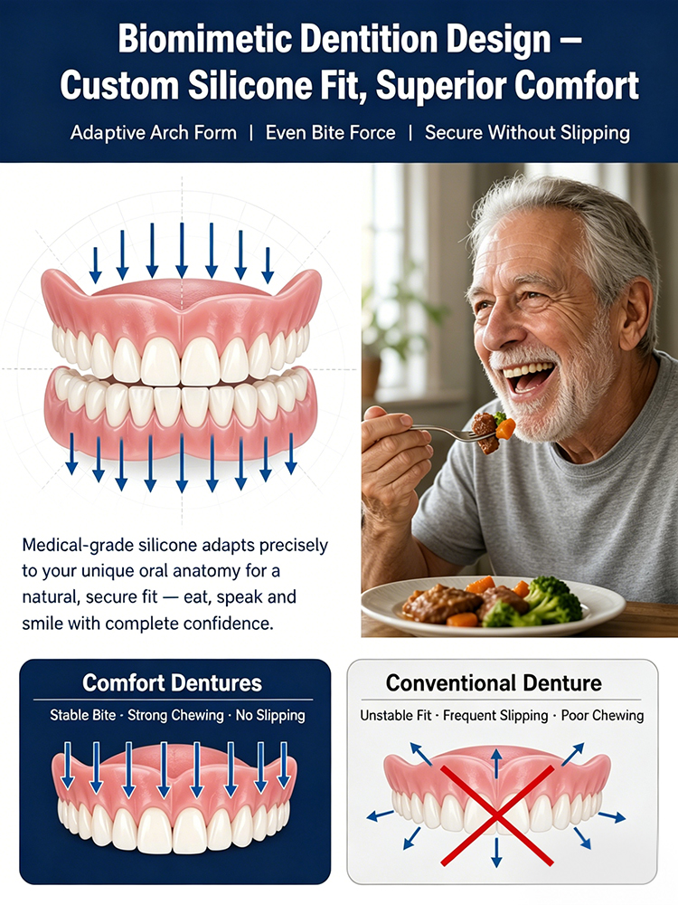 Premium Smart Custom Dentures: 2-Minute At-Home Molding, Vacuum Lock, Eat Anything Without Slipping!