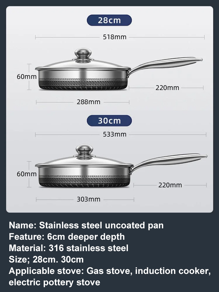 A century-old masterpiece: 316L stainless steel pan with Japanese honeycomb texture—truly non-stick, no coating, no fumes, no toxins. Healthy cooking, perfected.