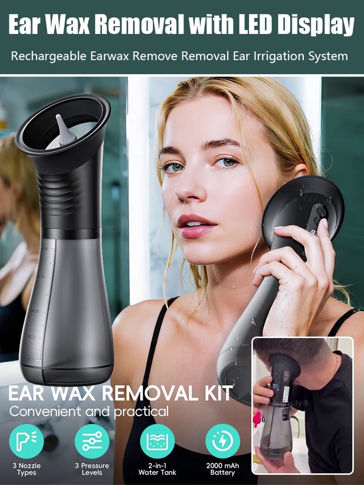 Portable Electric Ear Cleaner: Painlessly flush out stubborn earwax in 3 seconds, and say goodbye to clogged and itchy ears!