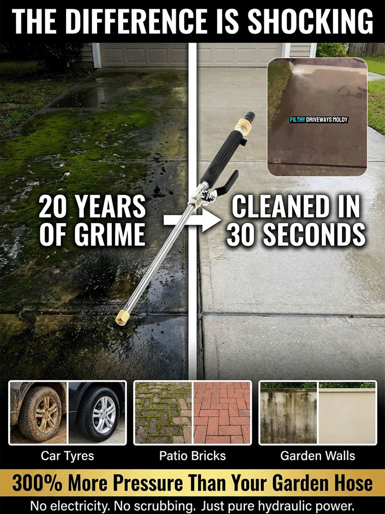 Aerospace-Grade Turbo Wand: Turns any hose into a power washer, blasting away 20-year grime in just 30s!
