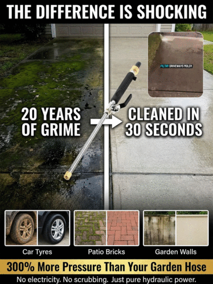 Aerospace-Grade Turbo Wand: Turns any hose into a power washer, blasting away 20-year grime in just 30s!