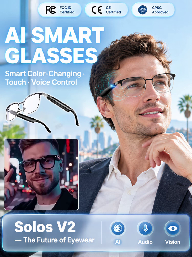 【Touch and Voice Control】Next-Gen AI Vision Glasses: 3-in-1 Reading, Sunglasses & AI Glasses. Features Auto-Focus & Smart Tint Tech!