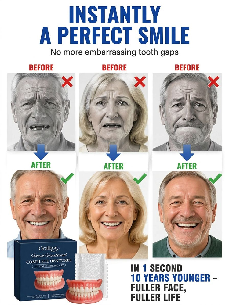 Next-Gen Smart Soft Silicone Dentures | 30-Sec At-Home Custom Fit for an Instantly Youthful, Confident Smile!