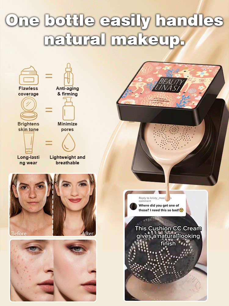 【As seen on celebrities!】🏆Pink Deer Mushroom Cushion BB Cream——🔥Only 100 units—sale closes once sold out. Act fast!