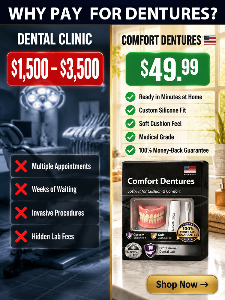 Premium Smart Custom Dentures: 2-Minute At-Home Molding, Vacuum Lock, Eat Anything Without Slipping!