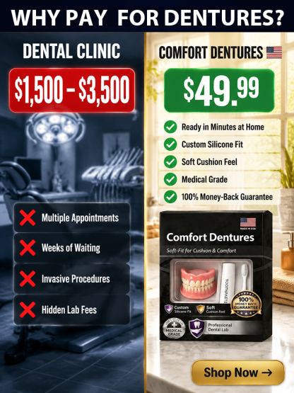 Premium Smart Custom Dentures: 2-Minute At-Home Molding, Vacuum Lock, Eat Anything Without Slipping!