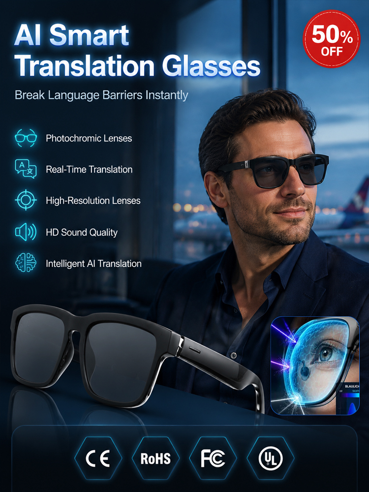 Flagship AI Smart Glasses: 3-in-1 Reading, Sunglasses & AI Glasses. Features Auto-Focus & Smart Tint Tech!