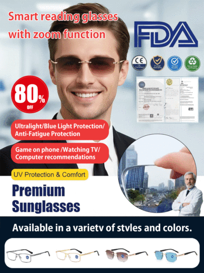 【No eye exam needed!】Smart Zoom Reading Glasses——👨‍⚕️Recommended by eye care professionals!👍